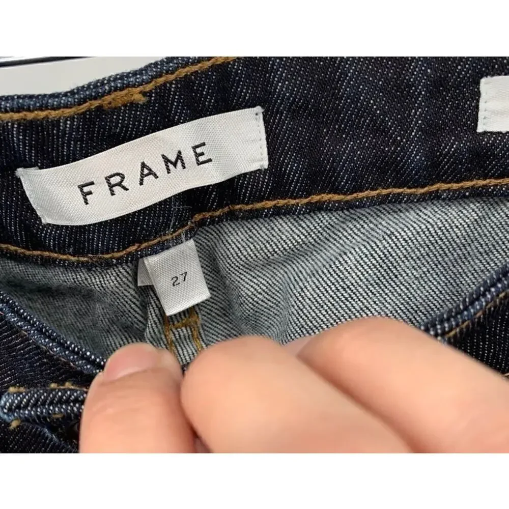 FRAME Le Crop Mini Boot Cuffed Dark Wash Stretch Jeans Womens 27 Cropped Bootcut